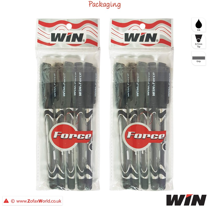 WIN 10 x 0.7mm Tip Ball Pens Force Smooth Biros