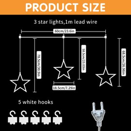 LED Star Christmas Lighting, 3 Lighting, Christmas Indoor Window Light Decoration, with 8 Modes Plug IP44, for Christmas, Wedding, Party, Bedroom, Balcony Decoration