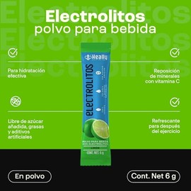 Electrolitos en Polvo Sin Azúcar, Hidratación Rápida HEALLY