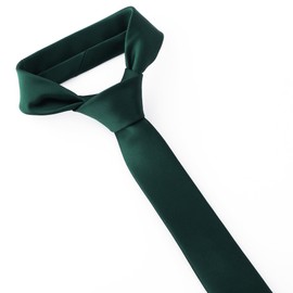 DR. ANISON Dark Green Skinny Tie Men Women 2" (5CM) Slim Necktie Solid Thin Ties Formal