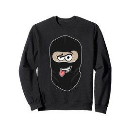 Friendly Thief Mask Tongue Out Bank Robber Gangster Kids Men Sweatshirt