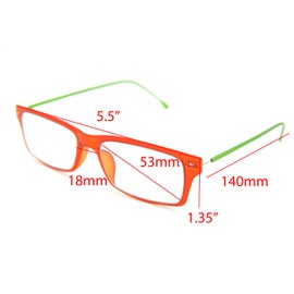 ColorViper Flexible Memory Frame reader Unisex lightweight Reading Glasses (Square semi matt orange, 2.00)