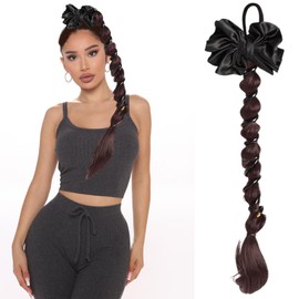 MEIYIFANG Bubble Ponytail Extension bow Phone Cord Hair Coils with Rubber Hair Ring Wig for Women Girls Accessories (Dark brown)