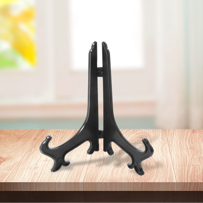 Litoexpe 24 Pcs 3 Inch Black Plastic Easels Plate, Picture