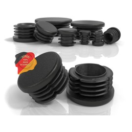 PD® Lamellar Plugs Round 40 mm for Round Tube – Round End Caps Made of PE Plastic – Pipe Plugs 40 mm for Pipe Cover of Steel Pipe, Stainless Steel Tube, Aluminium Tube & Aluminium Profile – Round