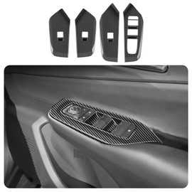 KELEIMAI Car Accessories Fit for Toyota New Prius 2023 2024 Window Lift Door Lock Switch Control Panel Cover Trim W/O Unlock Button Hole Front Passenger Sid (Carbon Fiber) 4pcs ABS