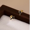 Reffeer Solid 925 Sterling Silver Cross Stud Earrings for Women