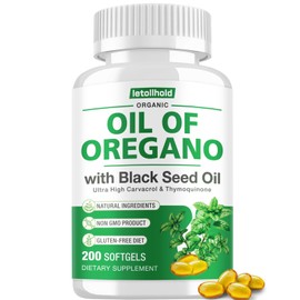 letollhold 200-Count Oregano Oil Softgels with Black Seed Oil High Carvacrol, Immune & Antioxidant Support