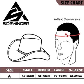 SideWinder Australian Cowboy Leather hat Unisex Adult for Men and Women Shapeable Outback Western Style Wide Brim Black