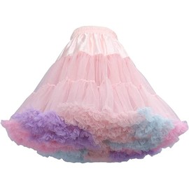 SSDH Women's Soft Puffy Petticoat Underskirt Tutu Tulle Mesh Skirt for Crinoline Lolita Dress Costume Ballet Dance