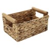 HDKJ Storage Basket Made by Water Hyacinth with Wood Handles,