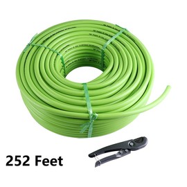 Air Hose 3/8“ Heavy Duty Hybrid Air Compressor Hose with 1/4" Industrial Quick Coupler Fittings，Kink Resistant，Flexible Lightweight Green（26/50/101/252ft） - Specification: 3/8"x 252 ft wirh Pipe Clipper