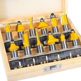 TOOLDO Router Bits 12 Pcs Set, 12 Pieces 1/2" Shank, Beginner Router Bit Kit for DIY, Woodworking Project, High Grade