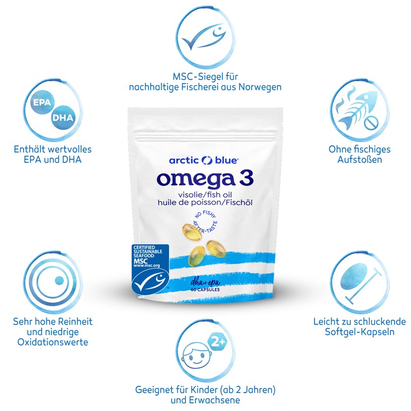 Omega 3 Fish Oil Capsules 60 Pieces - Easy to