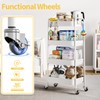 TOOLF 4-Tier Metal Rolling Cart with Wheels, Storage Utility Organizer