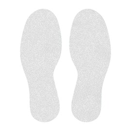 DuraMark Durable Adhesive White Reflective Anti-Slip Glass Bead Surface 9 Inch Footprints for Outdoor and Permanent Applications | Safety Floor Signs (6 Pairs = 12 Footprints)