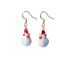 Foeeqi Chicken Earrings for Women Animal Earrings Cute Crochet Chicken Gifts for Chicken Lovers