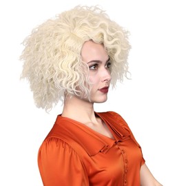 ColorGround Medium Curly Blonde Cosplay Wig for Women the Bride Costume Hair for Halloween Party