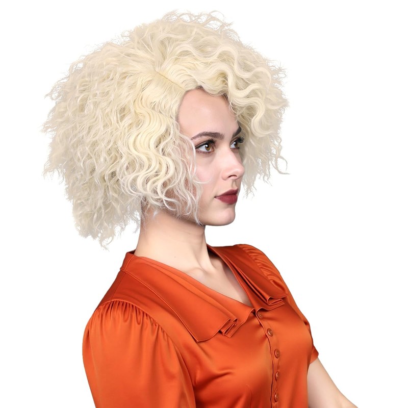 ColorGround Medium Curly Blonde Cosplay Wig for Women the Bride