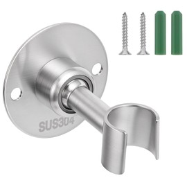 Shower Head Holder 360° Adjustable Handheld Bathroom Shower Head Bracket Stainless Steel Handheld Shower Head Holder Wall Mount Sus 304 Stainless Steel Hand Held Showerhead Wand Bracket Brushed Finish