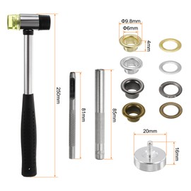 HARFINGTON 240pcs Grommet Eyelets Tool Kit 6mm Metal Grommet Kit with Installation Setter Tools for Shoes Clothes Leather Fabric Belt DIY, Gold,Silver,Gunmetal,Bronze