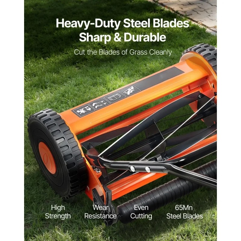 Vevor Push Reel Lawn Mower 16 Inch, 5 Blades Manual