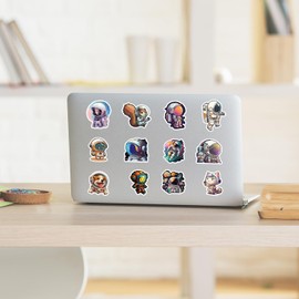 Cartoon Astronaut Stickers, Astronaut Stickers, Pack of 50, Skateboard Graffiti Stickers, Motorcycles, Bicycles, Snowboard, Luggage, Laptop, Car, Suitcase for Children and Teenagers, Waterproof Vinyl