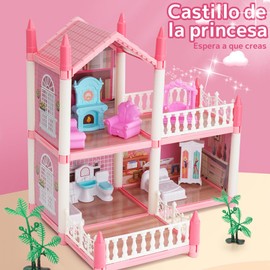 MBVBN Set de Juego, Casa de los Sueños, Es de 2 Pisos Trae para Niñas,Edad 3 años en Adelante (Rosa 3)