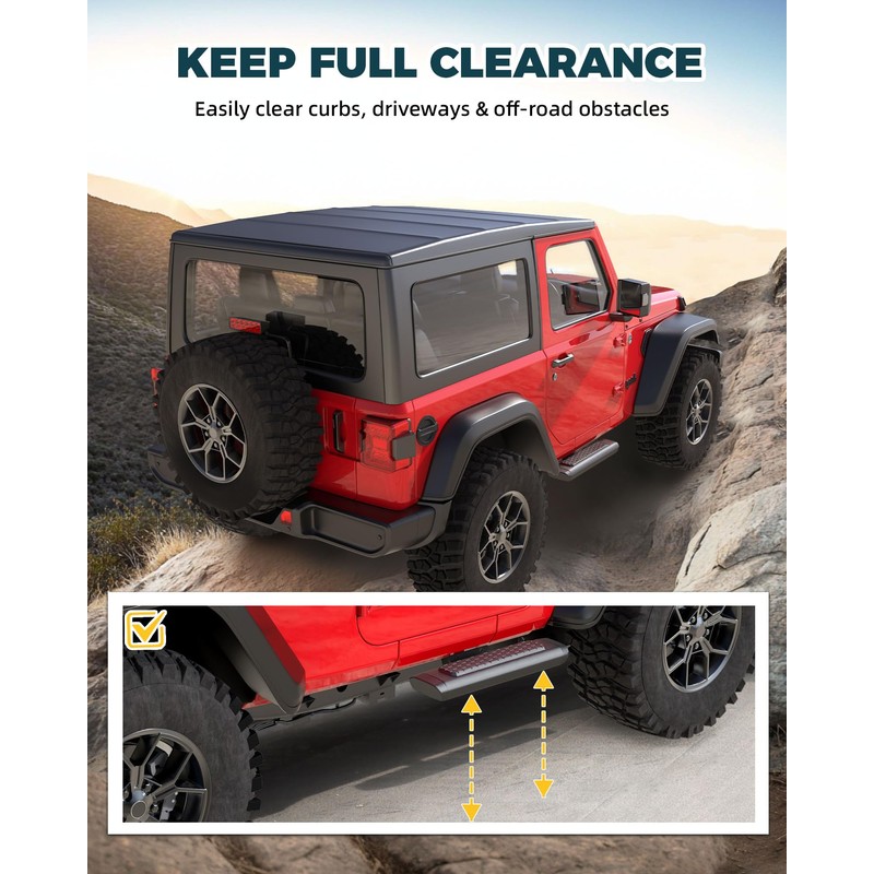 Trumgeta 2PCS EZ Side Steps Fit for 2007-2018 Jeep Wrangler