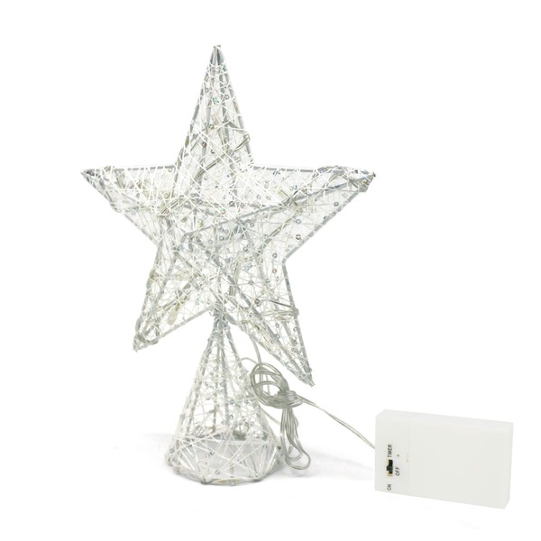 CVHOMEDECO. White Tree Top Star with Warm White LED Light