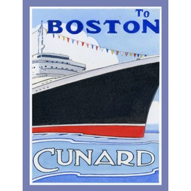 Half a Donkey Great Ships Cunard To Boston Large Cotton Tea Towel