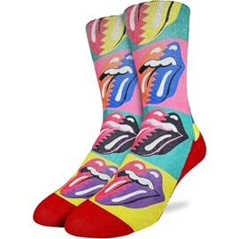 Good Luck Sock Men's The Rolling Stone, Hot Lips Pop Art Socks, Adult, Shoe Size 8-13