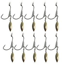 wild.life Weighted Hook with Twist Lock Silver & Gold Spin Superline Spring Hook Underspin Swimbait Fishing Hooks 0.16 0.19 0.25 oz (0.19, 3#Gold)