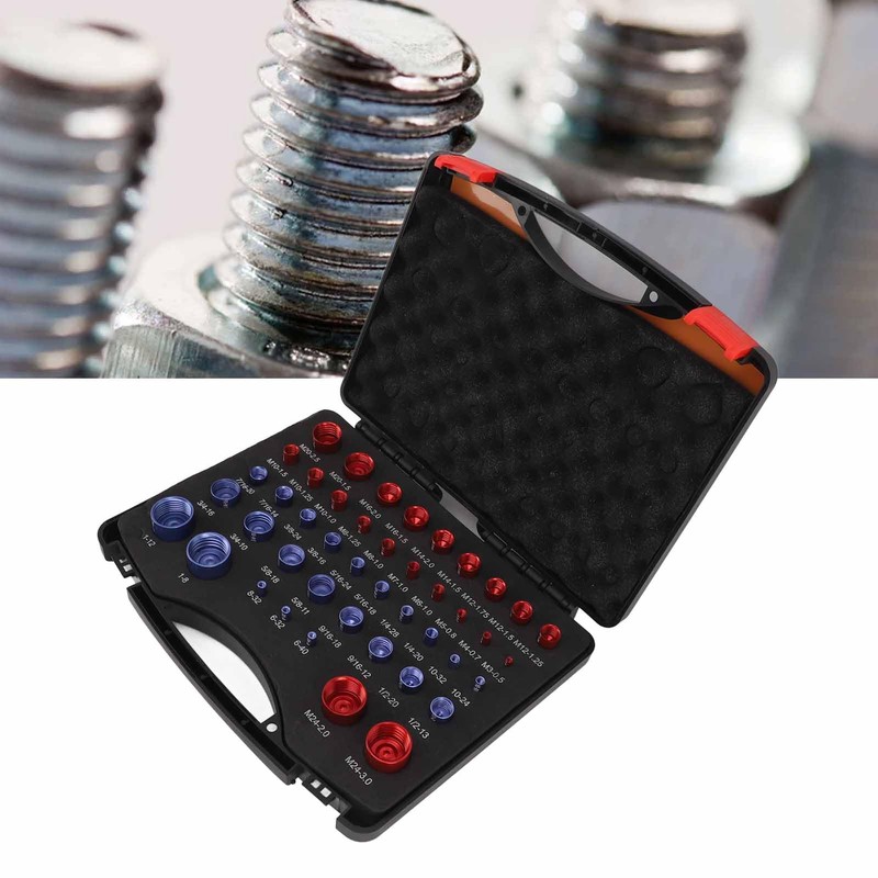 44-Piece Thread Tester for Nuts and Bolts (Red and Blue),