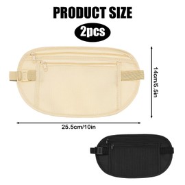 2Pcs Money Belt, Anti-Theft Waterproof Money Belts for Travel Hidden Men, Adjustable Elastic Concealed Money Belts, Secure Money Belts for Travel Hidden Women for Cash Cards Phone