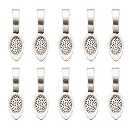 Pandahall 50pcs Alloy Glue-on Flat Leaf Pad Bails with Hammered Loop Antique Silver for Pendant Charm Necklace Jewelry Makings