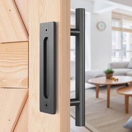 SOZOMO Manija de Puerta de Granero,Tirador de Puerta,con Tirador de Dedo Empotrado,Mango de Puerta Oscilante Resistente,Puerta de Jardín Cobertizo Deslizante Tirador de Puerta,con Tornillos de Montaje ,para Puerta de Granero para Puertas,Garajes,Cobertiz