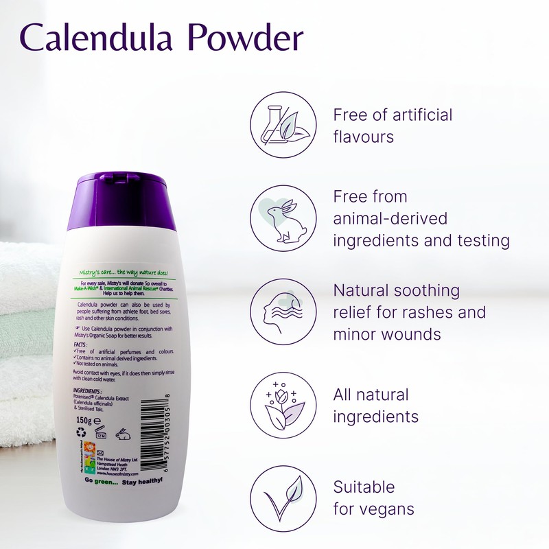 Mistry's Calendula Powder 150g - Natural Plant Based Powder for