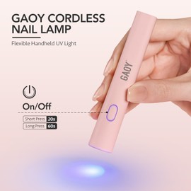 GAOY Handheld UV Light for Gel Nails, Mini Nail Light, Portable LED Nail Lamp, Cordless Rechargeable USB Nail Dryer for Fast Curing, Pen Lamp Pink