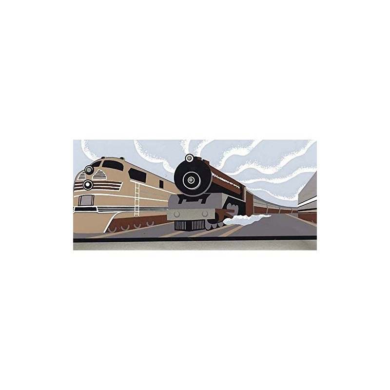 Trains Locomotive Railfan Art Deco Wallpaper Border…