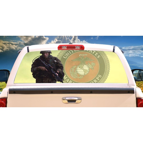 SignMission Marines Rear Window Graphic Marine Truck Tint Decal View