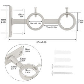 HOJLKLD Double Curtain Rod Bracket, 2 Pcs Heavy Duty Curtain Rod Holder for 16 mm to 25 mm , Wall Mounted Rod Holder for Living Room Bedroom Curtain Rods, Drapery Rods