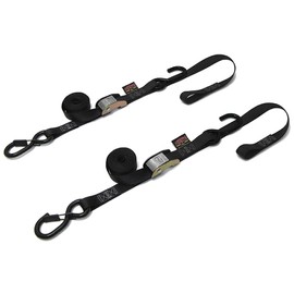 PowerTye 23622-S Black/Black 1" X 6ft Cam Buckle Soft-Tye S Hook/Secure Latch Tie-Downs with Integrated Soft Hooks