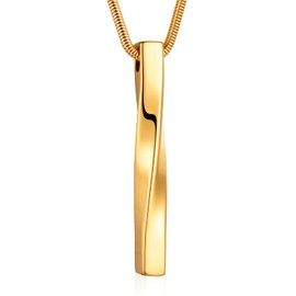 Dletay Memorial Pendant, Men's Twisted Bar Cremation Pendant, Memorial Urn Necklace, Keepsake Jewelry, Stainless Steel