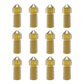 3D Printer Nozzles 12 pcs M5 Nozzle, Park Sung Brass Nozzles with High Temperature Resistance Upgraded Fully Fit for AnkerMake M5 Ender 3 Ender 3 V2 Ender 3 pro, 0.2mm, 0.4mm, 0.6mm, 0.8mm Nozzle Kit