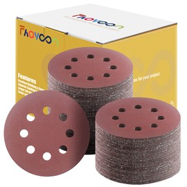 Faoyoon Sanding Disc 5 Inch 8 Hole, 100 Pcs Orbital Sanding Discs Hook and Loop, Sandpaper for polishing and Grinding, 320 Grit Sand Paper for Random Orbital Sander