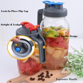 CTTPEG 2 Pack Regular Mouth Mason Jar Lids with Handle Airtight & Leak-proof Seal, Easy Pouring Spout, Flip Cap Pour Lids,Turns your Mason Jar into Pitcher (Jar Not Included)