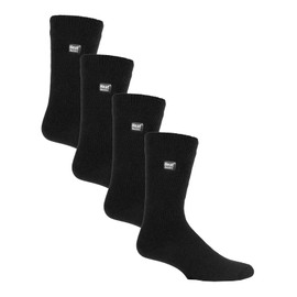 HEAT HOLDERS Ultra Lite Men's Thermal Socks for Winter, Socks with Inner Fleece, Pack of 4, black