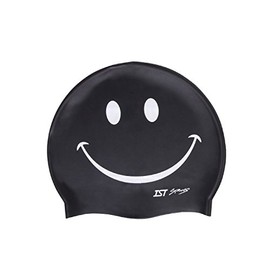 IST Silicone Smiley Face Swimming Cap (Black)
