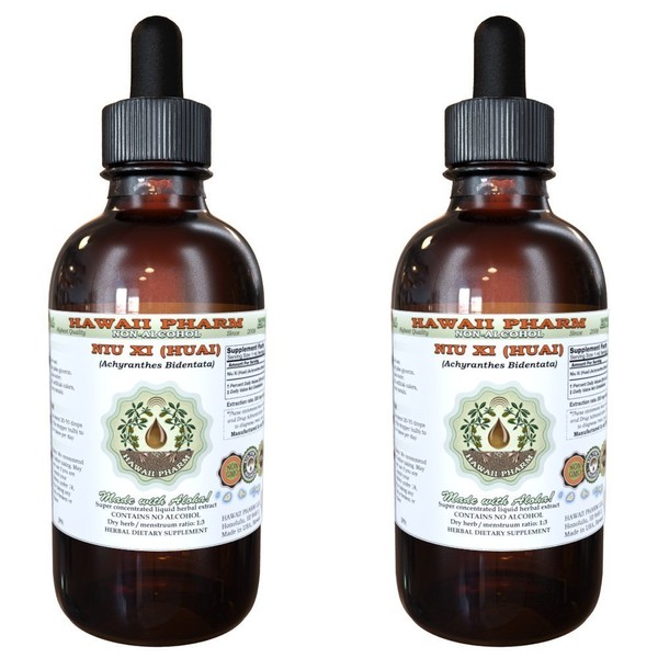 HawaiiPharm NIU Xi (Huai) Alcohol-Free Liquid Extract, NIU Xi (Huai), Achyranthes (Achyranthes Bidentata) Root Glycerite Herbal Supplement 2x4 oz